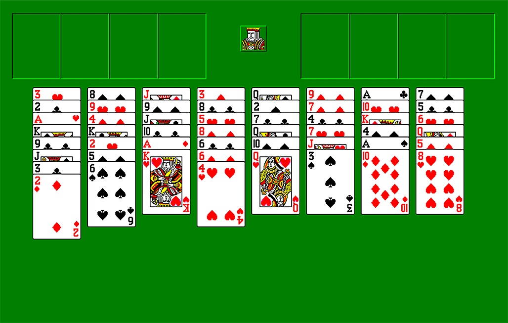 Het Freecell Windows speelveld