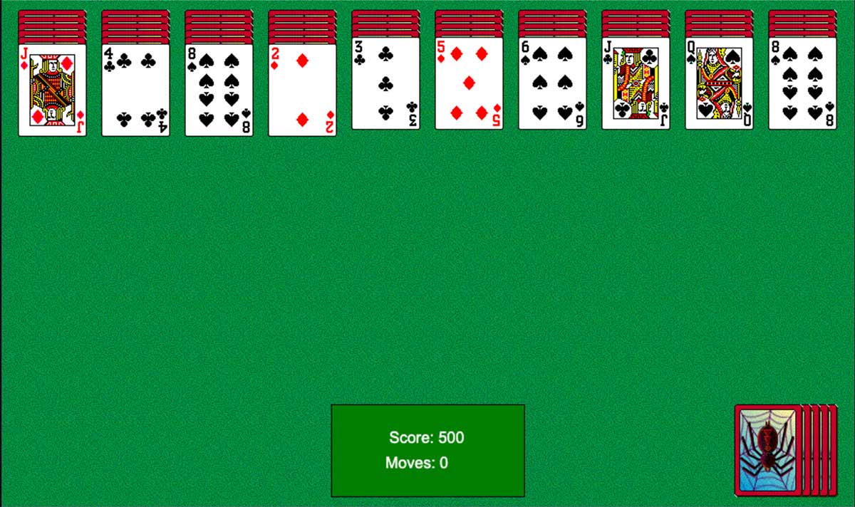 Spider Solitaire Windows speelveld