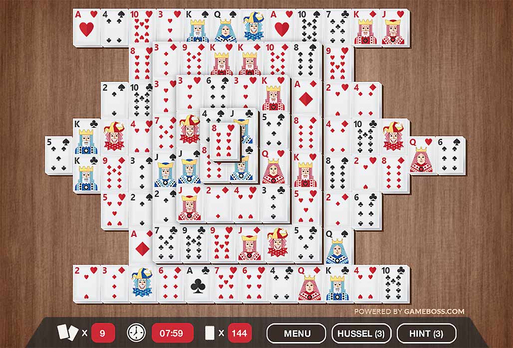 Het speelveld van Gameboss Mahjong Cards Solitaire