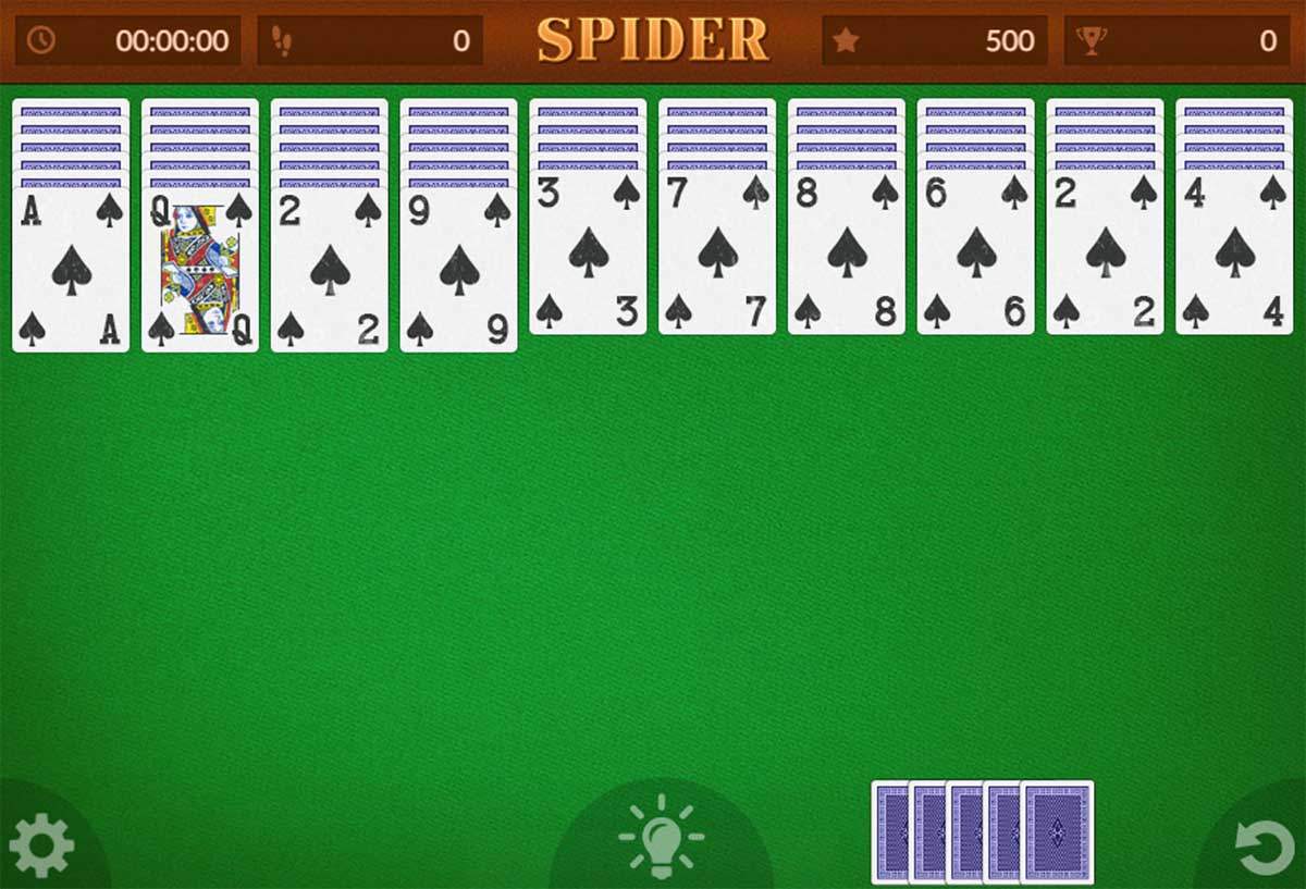 Spider Solitaire 1 Suit speelveld