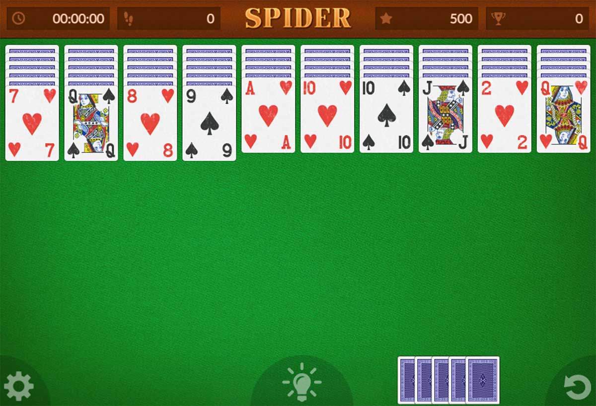 Spider Solitaire 2 Suits speelveld