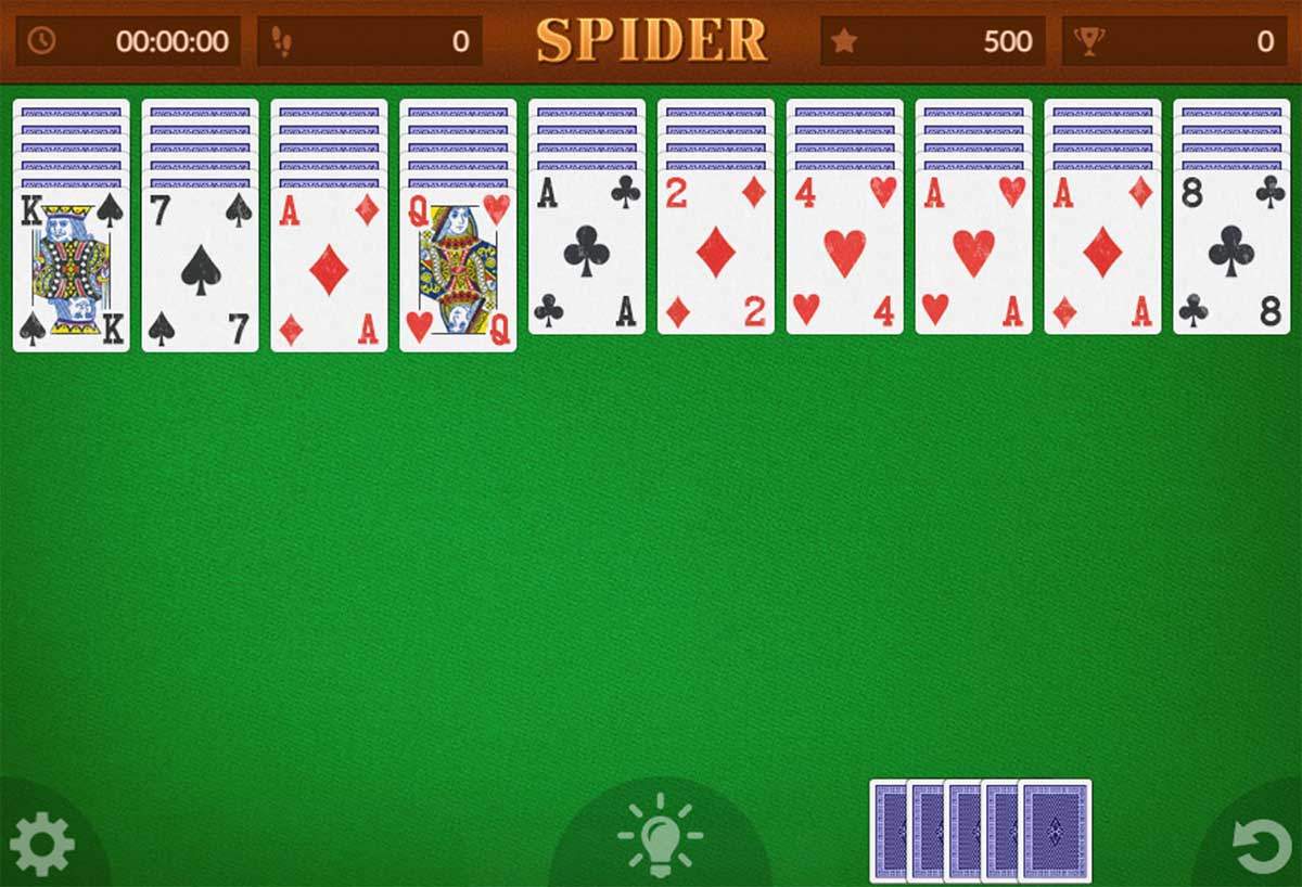 Spider Solitaire 4 Suits speelveld